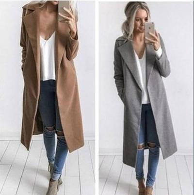 Design Notched Collar Long Blazer