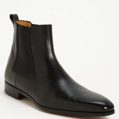 Adult black chelsea leather handmade boot