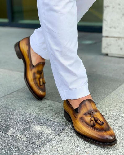 Luxury Customize Two Tone Tassels Loafer Men's Party Wear Shoes