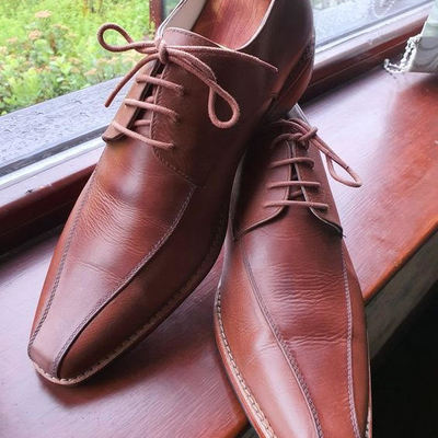 Handmade mens beautifully stitched office wear lace up derby cuts style shoes - Thumbnail 2