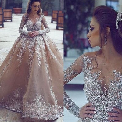 Sparkly bridal gown wedding dress sleeves - Thumbnail 3