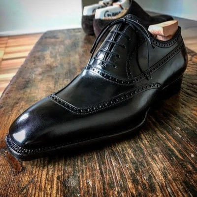 Luxury Black Split Leather Men's Office Wear Shoes