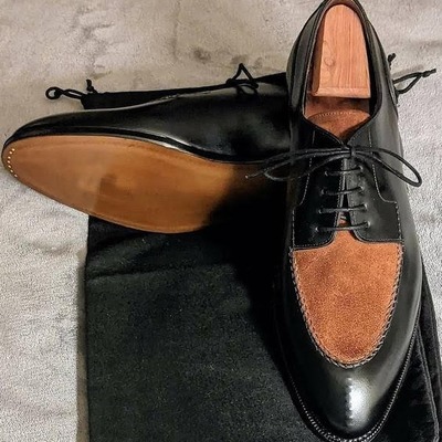 Customize brown black split toe lace up men hand stitch sale price shoes - Thumbnail 3