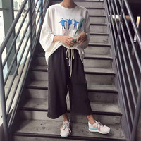 Cute People Kpop Letter Print Graphic Casual Oversized Short Sleeve Tee Shirt T-shirt Top E-Girl Kawaii Korean Japanese Harajuku Streetwear - Thumbnail 1