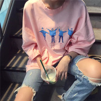 Cute People Kpop Letter Print Graphic Casual Oversized Short Sleeve Tee Shirt T-shirt Top E-Girl Kawaii Korean Japanese Harajuku Streetwear - Thumbnail 3