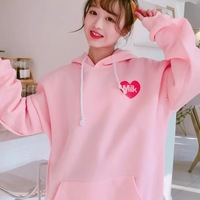 Cute Pastel Pink Peach Cartoon Print Long Sleeve Hoodie Pullover Sweater Sweatshirt Autumn Winter E-Girl Kawaii Korean Japanese Harajuku Streetwear - Thumbnail 5