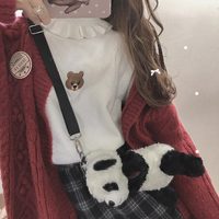 Cute Bear Embroidery Turtleneck Vintage Sweater High Neck Ruffle Pullover Long Sleeve Knit E-Girl Kawaii Korean Japanese Harajuku Streetwear - Thumbnail 6