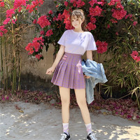 Cute Preppy Purple Plaid High Waisted Mini Skirt Summer Casual School Girl E-Girl Kawaii Korean Japanese Harajuku Streetwear - Thumbnail 6