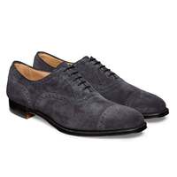 Mens Handmade Shoes Dark Grey Suede Brogue Toe Cap Oxford Wingtip Lace Up Boots - Thumbnail 1