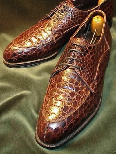 Handmade Men's Genuine Crocodile Print Tan Leather Derby Lace up Shoes