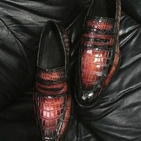 Handmade Men's Genuine Crocodile Print Leather Loafer Moccasin Shoes - Thumbnail 4