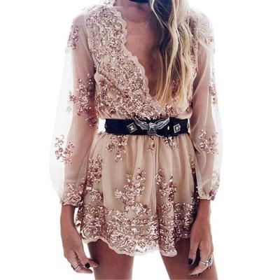 V-Neck Sequin Long Sleeve Romper jumpsuit