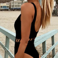 Ladies One Piece Bandage Bikini Push Up Swimsuit - Thumbnail 2