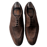 Brown Derby Apron Split Toe Suede Real Leather Formal Perfectionist Men Shoes - Thumbnail 1