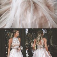 SP1416,2021 prom dress,long prom dress,two piece prom dress,beads long prom dress - Thumbnail 1