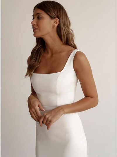 Chic Elegant Mermaid Square Neck Soft Satin Wedding Dresses