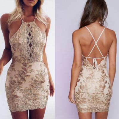 Backless sexy lace pack hip dress - Thumbnail 5