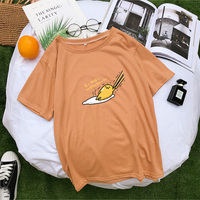 Funny Lazy Egg Cartoon Anime Print Casual Loose Short Sleeve Tee Shirt T-shirt Top E-Girl Kawaii Korean Japanese Harajuku Streetwear - Thumbnail 3