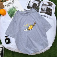 Funny Lazy Egg Cartoon Anime Print Casual Loose Short Sleeve Tee Shirt T-shirt Top E-Girl Kawaii Korean Japanese Harajuku Streetwear - Thumbnail 4