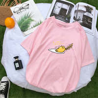 Funny Lazy Egg Cartoon Anime Print Casual Loose Short Sleeve Tee Shirt T-shirt Top E-Girl Kawaii Korean Japanese Harajuku Streetwear - Thumbnail 6