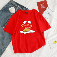 Funny Lazy Egg Cartoon Anime Print Casual Summer Loose Short Sleeve Tee Shirt T-shirt Top E-Girl Kawaii Korean Japanese Harajuku Streetwear - Thumbnail 1