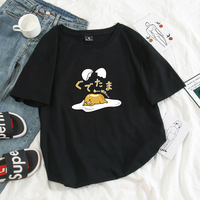 Funny Lazy Egg Cartoon Anime Print Casual Summer Loose Short Sleeve Tee Shirt T-shirt Top E-Girl Kawaii Korean Japanese Harajuku Streetwear - Thumbnail 3