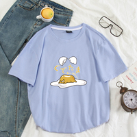 Funny Lazy Egg Cartoon Anime Print Casual Summer Loose Short Sleeve Tee Shirt T-shirt Top E-Girl Kawaii Korean Japanese Harajuku Streetwear - Thumbnail 4
