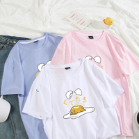 Funny Lazy Egg Cartoon Anime Print Casual Summer Loose Short Sleeve Tee Shirt T-shirt Top E-Girl Kawaii Korean Japanese Harajuku Streetwear - Thumbnail 5