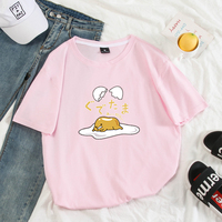 Funny Lazy Egg Cartoon Anime Print Casual Summer Loose Short Sleeve Tee Shirt T-shirt Top E-Girl Kawaii Korean Japanese Harajuku Streetwear - Thumbnail 6
