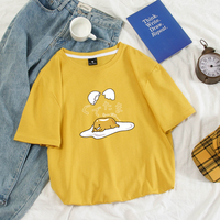 Funny Lazy Egg Cartoon Anime Print Casual Summer Loose Short Sleeve Tee Shirt T-shirt Top E-Girl Kawaii Korean Japanese Harajuku Streetwear - Thumbnail 8