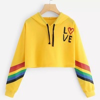 Love Letter Rainbow LGBT Cropped Hoodie Sweatshirt Pullover Long Sleeve Tee Shirt T-shirt Top E-Girl Kawaii Korean Japanese Harajuku Streetwear - Thumbnail 2