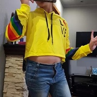 Love Letter Rainbow LGBT Cropped Hoodie Sweatshirt Pullover Long Sleeve Tee Shirt T-shirt Top E-Girl Kawaii Korean Japanese Harajuku Streetwear - Thumbnail 7