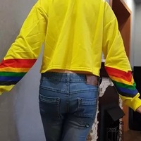 Love Letter Rainbow LGBT Cropped Hoodie Sweatshirt Pullover Long Sleeve Tee Shirt T-shirt Top E-Girl Kawaii Korean Japanese Harajuku Streetwear - Thumbnail 8