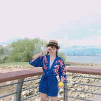 Cute Koi Goldfish Sakura Cherry Blossom Kimono Print Loose Cardigan Blouse Long Sleeve Shirt Top E-Girl Kawaii Korean Japanese Harajuku Streetwear - Thumbnail 7