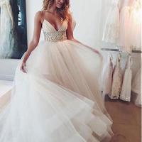 Wonderful Tulle Spaghetti Straps Neckline Ball Gown Wedding Dress With Beadings & Pleats,769 - Thumbnail 2