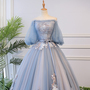 Blue Tulle Lace Long Ball Gown Dress Formal Dress-2