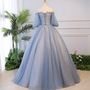 Blue Tulle Lace Long Ball Gown Dress Formal Dress-3