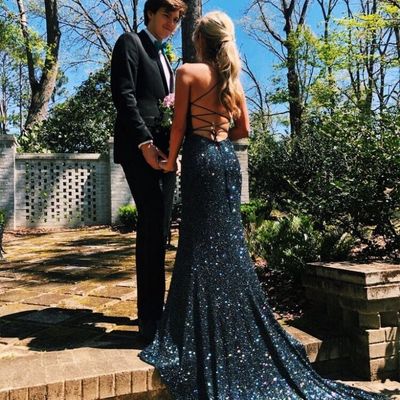 Sp1440,black mermaid cross back sequin long party dress - Thumbnail 3