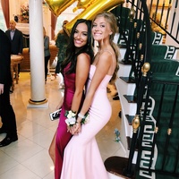 SP1442,Pink Evening Dress,Spaghetti Straps Mermaid Prom Dress with Ruffles - Thumbnail 1