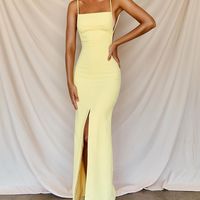SP1445,Yellow Prom Dresses,Side Slit Prom Dress,Sexy Evening Party Dresses - Thumbnail 2