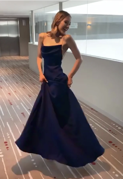 SP1451,Navy Blue Spaghetti Straps Sheath Full Length Formal Gown,Blue Prom Dress Evening Gown