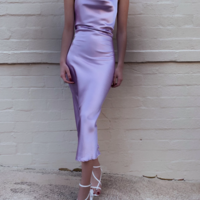 SP1456,Exquisite Lavender Sheath Prom Dresses Long Silk Satin Evening Gown Straps Prom Dress - Thumbnail 1