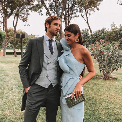 Sp1448,sky blue one shoulder ruffles mermaid long prom dress with side slit - Thumbnail 4