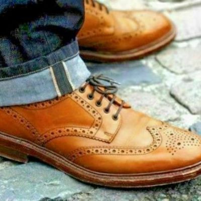  hand tanned leather derby brogues oxford formal shoes - Thumbnail 1