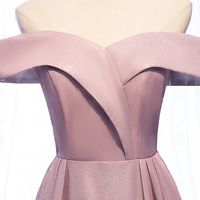 Shiny satin long prom dress pink evening dress - Thumbnail 2