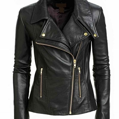 Hot women's genuine lambskin real leather jacket handmade motorcycle biker coat - Thumbnail 1
