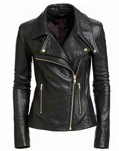 HOT Women's Genuine Lambskin Real Leather Jacket Handmade Motorcycle Biker Coat