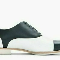 Handmade Men's Two Tone Genuine Leather Black & White Spectator Shoes For Men - Thumbnail 4