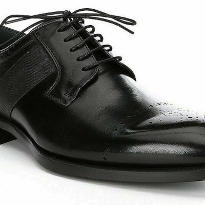  handmade genuine leather black oxford brogue lace up classic shoes