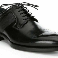 Handmade Genuine Leather Black Oxford Brogue Lace Up Classic Shoes - Thumbnail 1